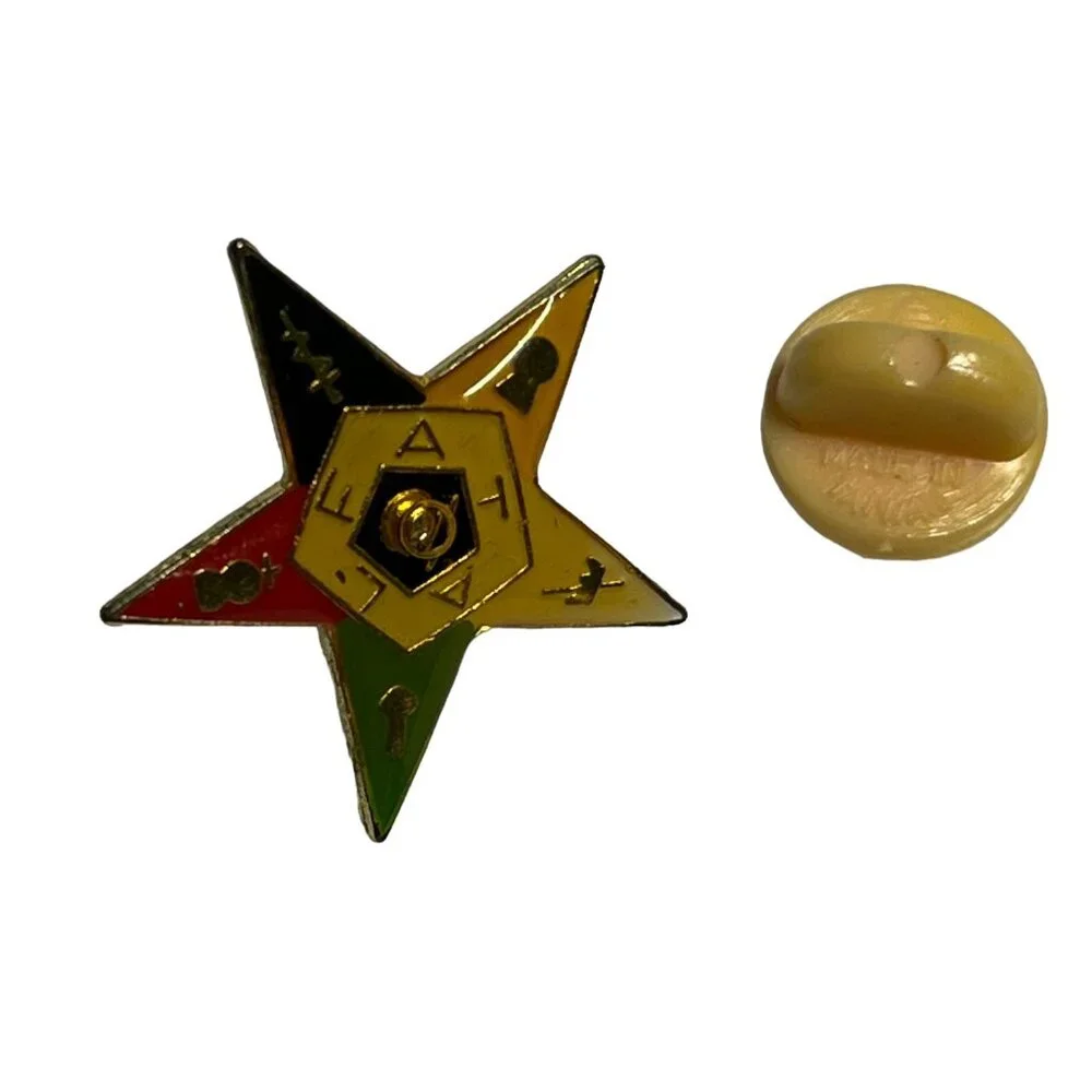 Vintage OES Masonic Star Tie Tack Lapel‎ Hat Gold Tone Pin